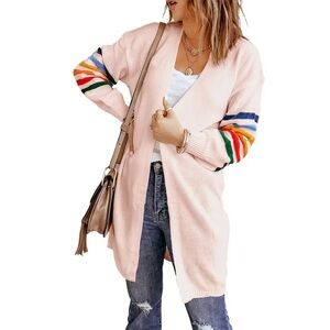 Stripe sleeve cardigan